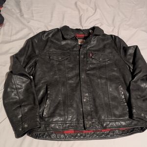 Levi's Black Leather Shirt Jacket for Men